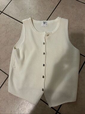 Song of Style Cream Knit Button-Front Women's Vest